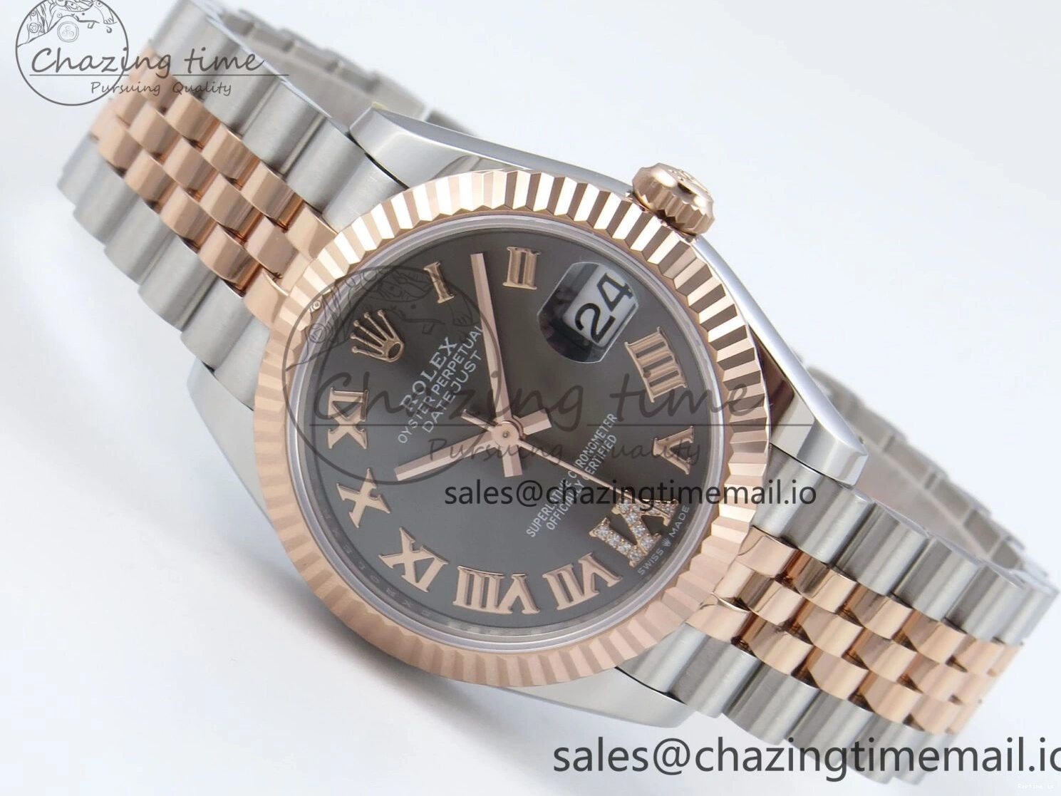 0106 StreetReady DateJust 31 278271 ARF 1:1 Best Edition 904L Steel Gray Roman Diamonds Dial on SS RG Jubilee Bracelet ETA 516